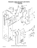 FREEZER LINER AND AIR FLOW PARTS Diagram and Parts List for KSSC42QVS04  KitchenAid Refrigerator