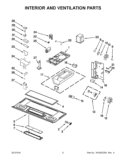 INTERIOR AND VENTILATION PARTS Diagram and Parts List for WMH76718AS0  Whirlpool Microwave
