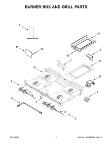 Burner Box And Grill Parts Diagram and Parts List for JGRP636HM01  Whirlpool Range