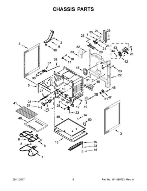 04 - Chassis Parts Diagram and Parts List for WFE550S0HB0  Whirlpool Range