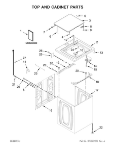 Top And Cabinet Parts Diagram and Parts List for 11022532511  Kenmore Washer
