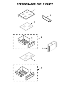 Refrigerator Shelf Parts Diagram and Parts List for KBSD602ESS01  KitchenAid Refrigerator