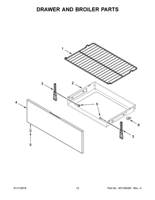Drawer And Broiler Parts Diagram and Parts List for WFG520S0FS1  Whirlpool Range