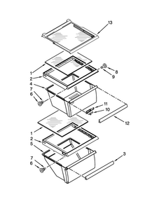 Refrigerator Shelf Parts Diagram and Parts List for 7WRS25FEBF00  Whirlpool Refrigerator