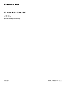 Cover Sheet Diagram and Parts List for KSSC36QTS08  KitchenAid Refrigerator