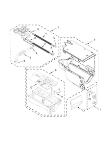 Dispenser Parts Diagram and Parts List for WFW8740DC1  Whirlpool Washer