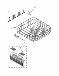 Lower Rack Parts Diagram and Parts List for 66515693K211  Kenmore Dishwasher