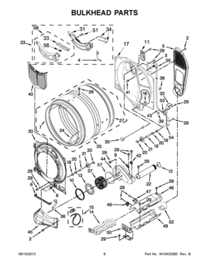 04 - BULKHEAD PARTS Diagram and Parts List for YMED6000XW2  Whirlpool Dryer