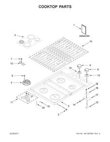 Cooktop Parts Diagram and Parts List for KCGD500GSS00  KitchenAid Cooktop