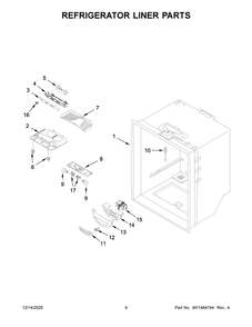 Refrigerator Liner Parts Diagram and Parts List for WRF535SMHZ05  Whirlpool Refrigerator