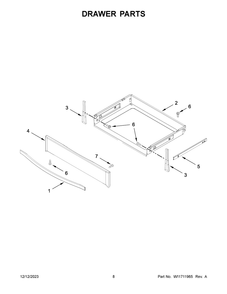 Drawer Parts Diagram and Parts List for YWEE745H0LZ4  Whirlpool Range