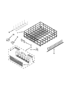 Lower Rack Parts Diagram and Parts List for WDF730PAYW6  Whirlpool Dishwasher