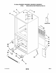 Cabinet Parts Diagram and Parts List for 59669289012  Kenmore Refrigerator