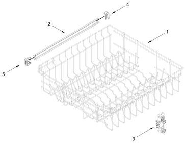 Upper Rack And Track Parts Diagram and Parts List for KDFS224SPS0  Whirlpool Dishwasher