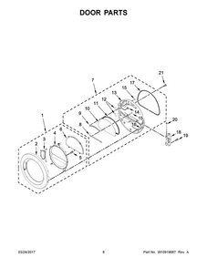 Door Parts Diagram and Parts List for 11091942710  Kenmore Dryer