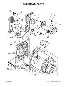 Bulkhead Parts Diagram and Parts List for 3DWGD4815FW0  Whirlpool Dryer