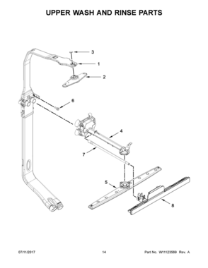 08 - UPPER WASH AND RINSE PARTS Diagram and Parts List for WDT720PADB3  Whirlpool Dishwasher