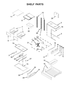 Shelf Parts Diagram and Parts List for KRFF507EBL00  KitchenAid Refrigerator