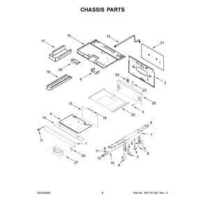 Chassis Parts Diagram and Parts List for KFDC500JMB03  KitchenAid Range