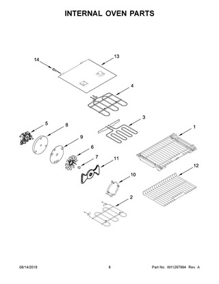 Internal Oven Parts Diagram and Parts List for KFED500EBS03  Whirlpool Range