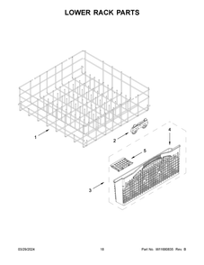 Lower Rack Parts Diagram and Parts List for WDP540HAMZ4  Whirlpool Dishwasher