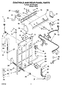CONTROL AND REAR PANEL PARTS Diagram and Parts List for 2DLXR7244MQ1  Whirlpool Washer