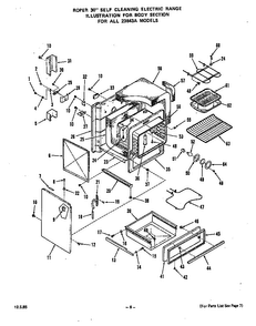 Body Diagram and Parts List for 2384*3A  Roper Range