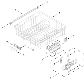 Upper Rack And Track Parts Diagram and Parts List for MDB7959SKZ4  Whirlpool Dishwasher