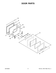 Door Parts Diagram and Parts List for KSGG700ESS2  Whirlpool Range