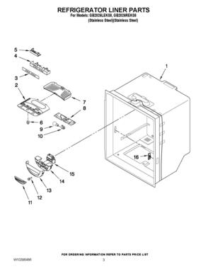 02 - REFRIGERATOR LINER PARTS Diagram and Parts List for GB2026REKS8  Whirlpool Refrigerator
