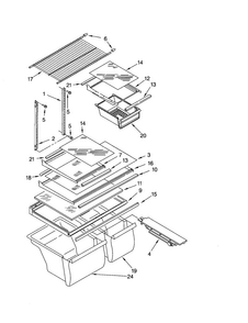 Shelf Diagram and Parts List for RT18AKXKQ07  Roper Refrigerator