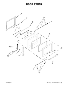 Door Parts Diagram and Parts List for KSGB900ESS1  KitchenAid Range