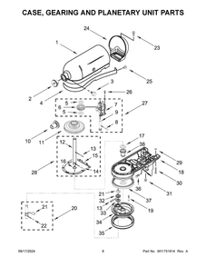 04 - Case, Gearing And Planetary Unit Parts Diagram and Parts List for KSM180WSEG5  Whirlpool Mixer