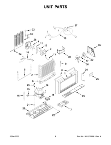 Unit Parts Diagram and Parts List for GARF30FDGB03  Whirlpool Refrigerator