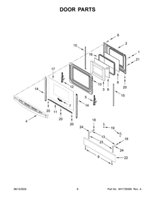 Door Parts Diagram and Parts List for WEE515SALB3  Whirlpool Range