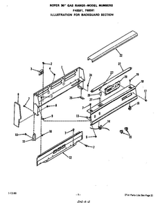 Backguard Diagram and Parts List for F6858*1  Roper Range