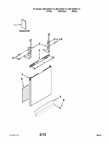 Door And Panel Parts Diagram and Parts List for 66515039K112  Kenmore Dishwasher