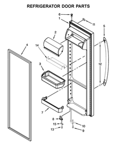 Refrigerator Door Parts Diagram and Parts List for WRS555SIHB03  Whirlpool Refrigerator