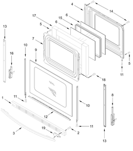 Door Parts Diagram and Parts List for CREW3552RS0  Whirlpool Range