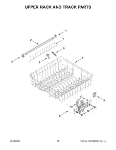 Upper Rack And Track Parts Diagram and Parts List for WDTA50SAKB2  Whirlpool Dishwasher