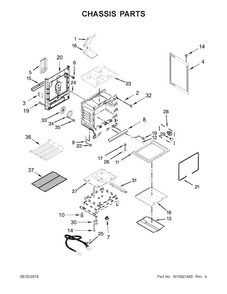 Chassis Parts Diagram and Parts List for WFG540H0EB1  Whirlpool Range