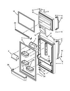 Door Parts Diagram and Parts List for 8W8TXDWFBW00  Whirlpool Refrigerator