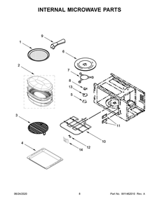 Internal Microwave Parts Diagram and Parts List for KOCE507EBS07  Whirlpool Microwave Oven Combo