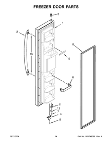 08 - Freezer Door Parts Diagram and Parts List for WRS331SDHB07  Whirlpool Refrigerator