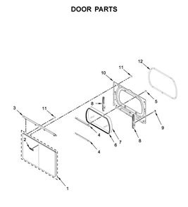 Door Parts Diagram and Parts List for YWED5100HW0  Whirlpool Dryer