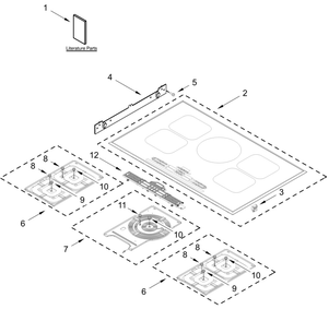 Cooktop Parts Diagram and Parts List for JICT736SS00  Whirlpool Cooktop