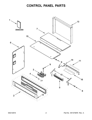 Control Panel Parts Diagram and Parts List for KOCE507EBS06  Whirlpool Microwave Oven Combo