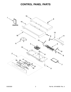 Control Panel Parts Diagram and Parts List for JJW2427IM01  Whirlpool Wall Oven