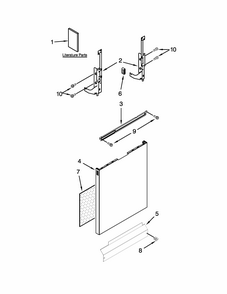 Door And Panel Parts Diagram and Parts List for 66513032K115  Kenmore Dishwasher