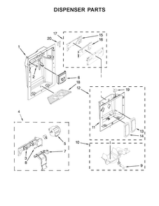 Dispenser Parts Diagram and Parts List for KBSD608ESS01  KitchenAid Refrigerator